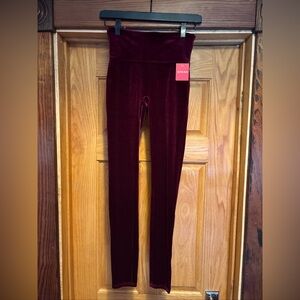 Spanx Velvet Leggings in Rich Burgundy Red New Size Small Shaping Shapewear 2070